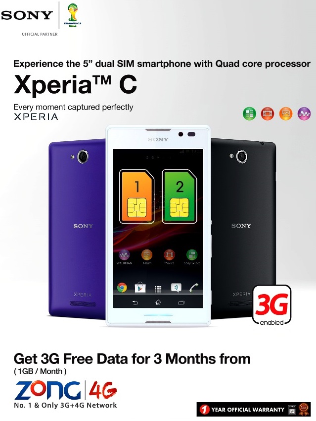 Free Zong 3G Internet with Sony Xperia C